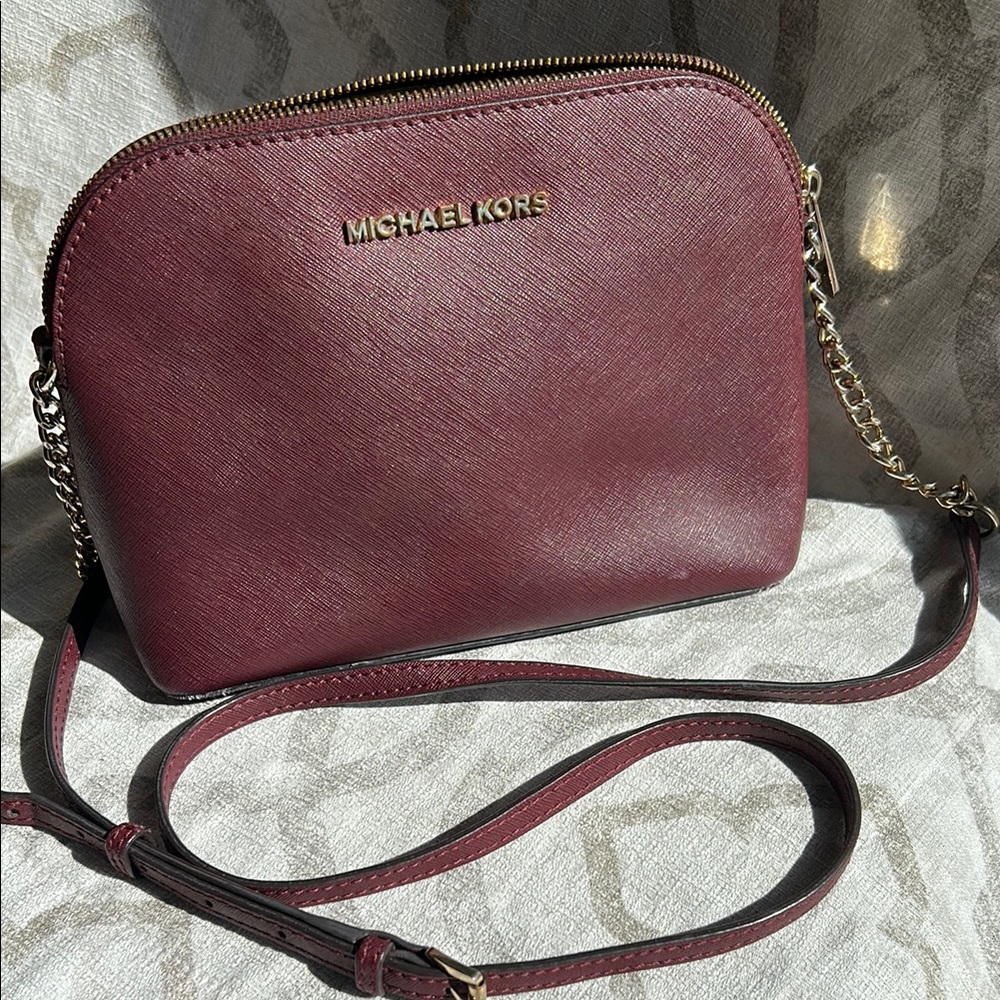 Michael Kors Burgundy Crossbody Bag with Dome Design